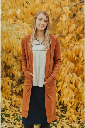 Soft Knit Cardigan High Gage - Caramel Quick Dry Tech ButtonlessClosure
