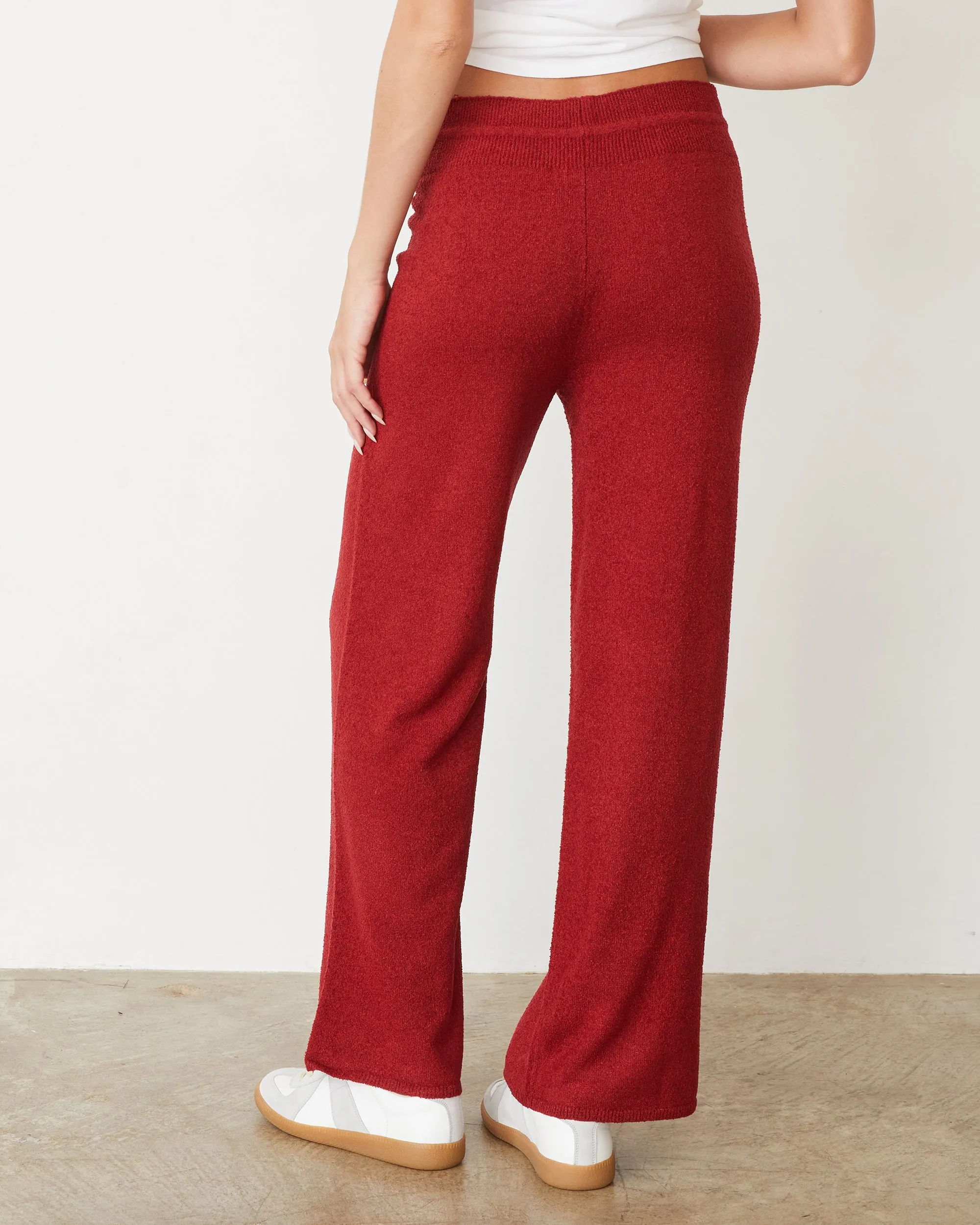 Boucle Knit Crop Straight Leg Pant Soft Hoodie Subtle Texture Weave