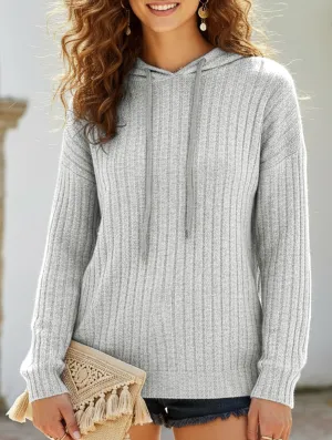 Relaxed Dress Casual ribbed hooded long-sleeved sweatshirt