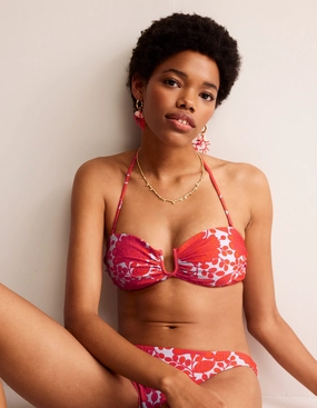 U Bar Bikini Top-Fire Cracker, Gardenia Swirl Mesh-Panels Anti Chafe Panels