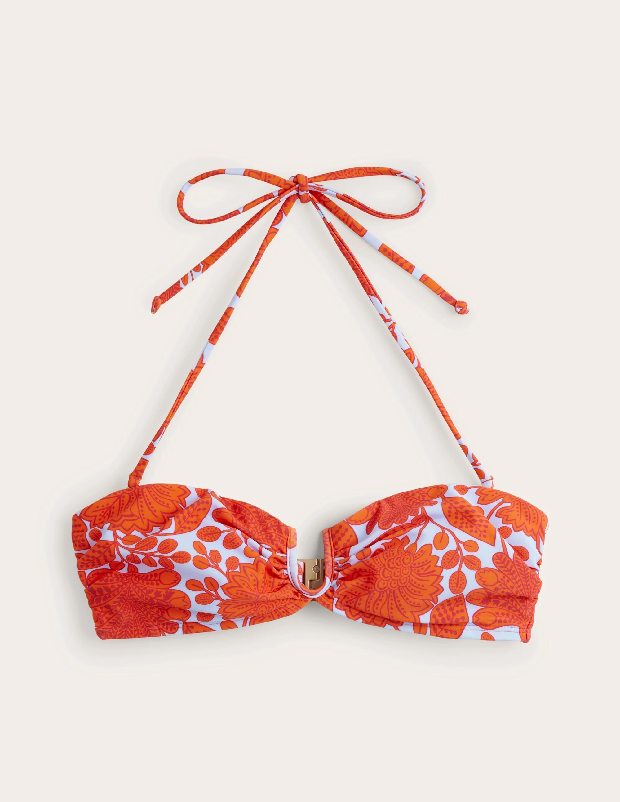 Sunny Holiday U Bar Bikini Top-Fire Cracker, Gardenia Swirl