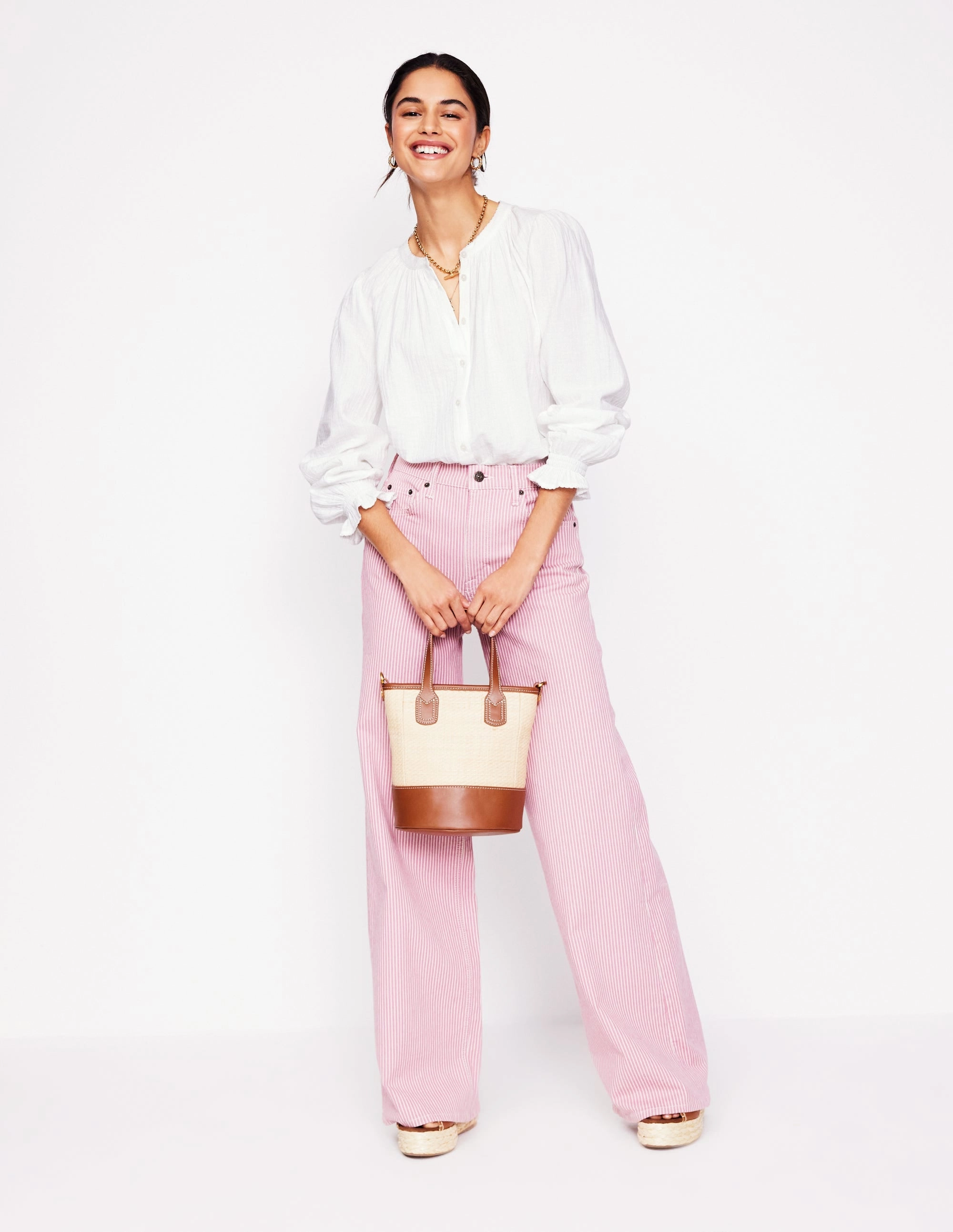 Relaxed Design Evie Double Cloth Top-White