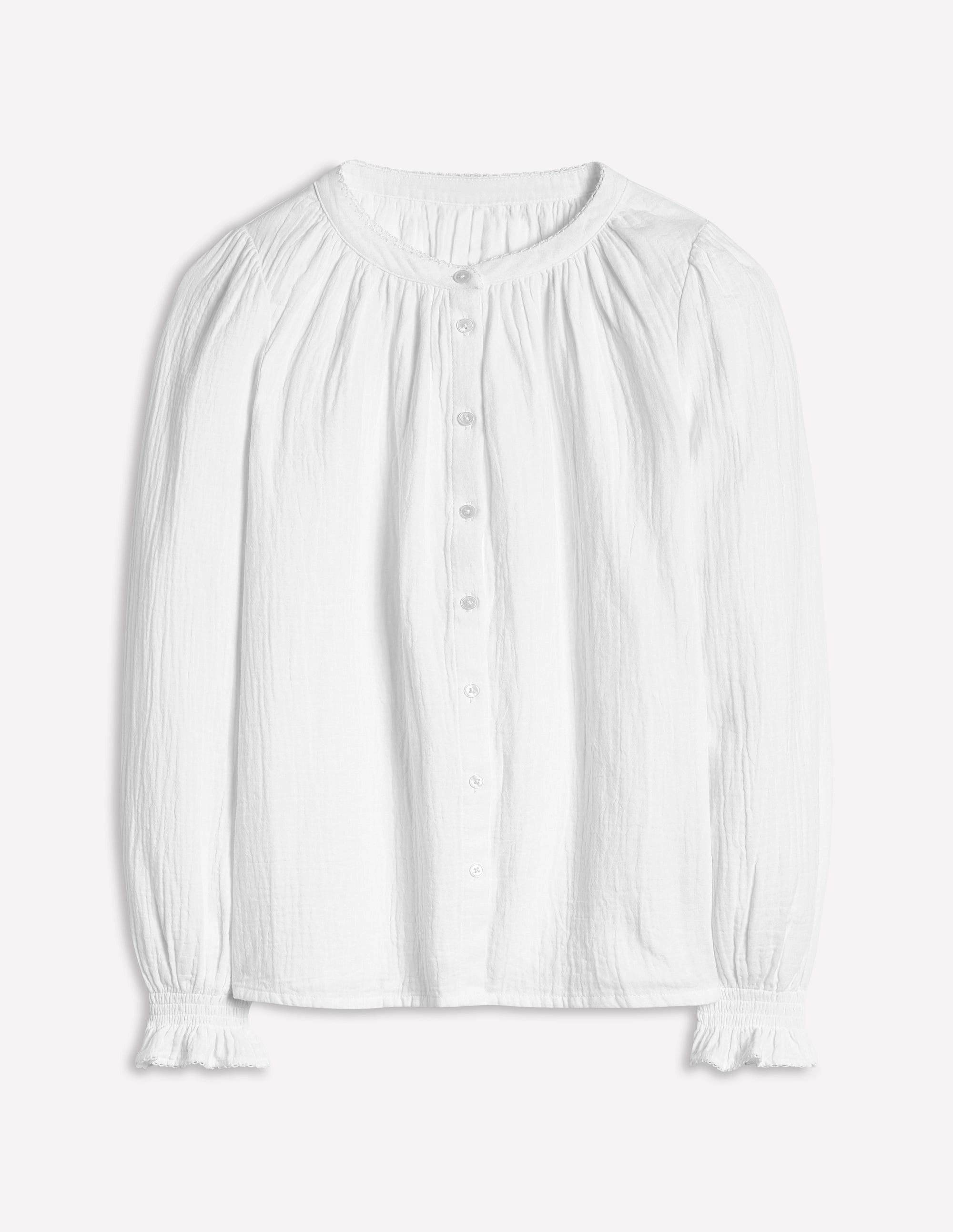 Ergonomic Shoulder Shape StretchFabric Evie Double Cloth Top-White
