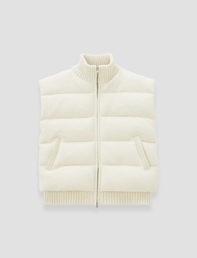 Knitted Down Puffer Gilet fireplace