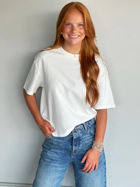 Dear John Maddox Tee in White ConvertibleSleeves
