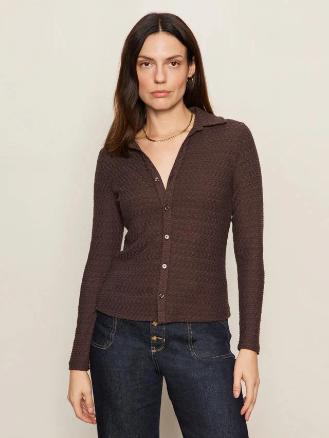 Sanctuary Textured Knit Dreamgirl Top in Semi Sweet Durable Reinforced Shoulders