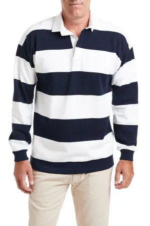 Castaway Rugby Shirt Navy & White Stripe UV protection layer High Durability Material