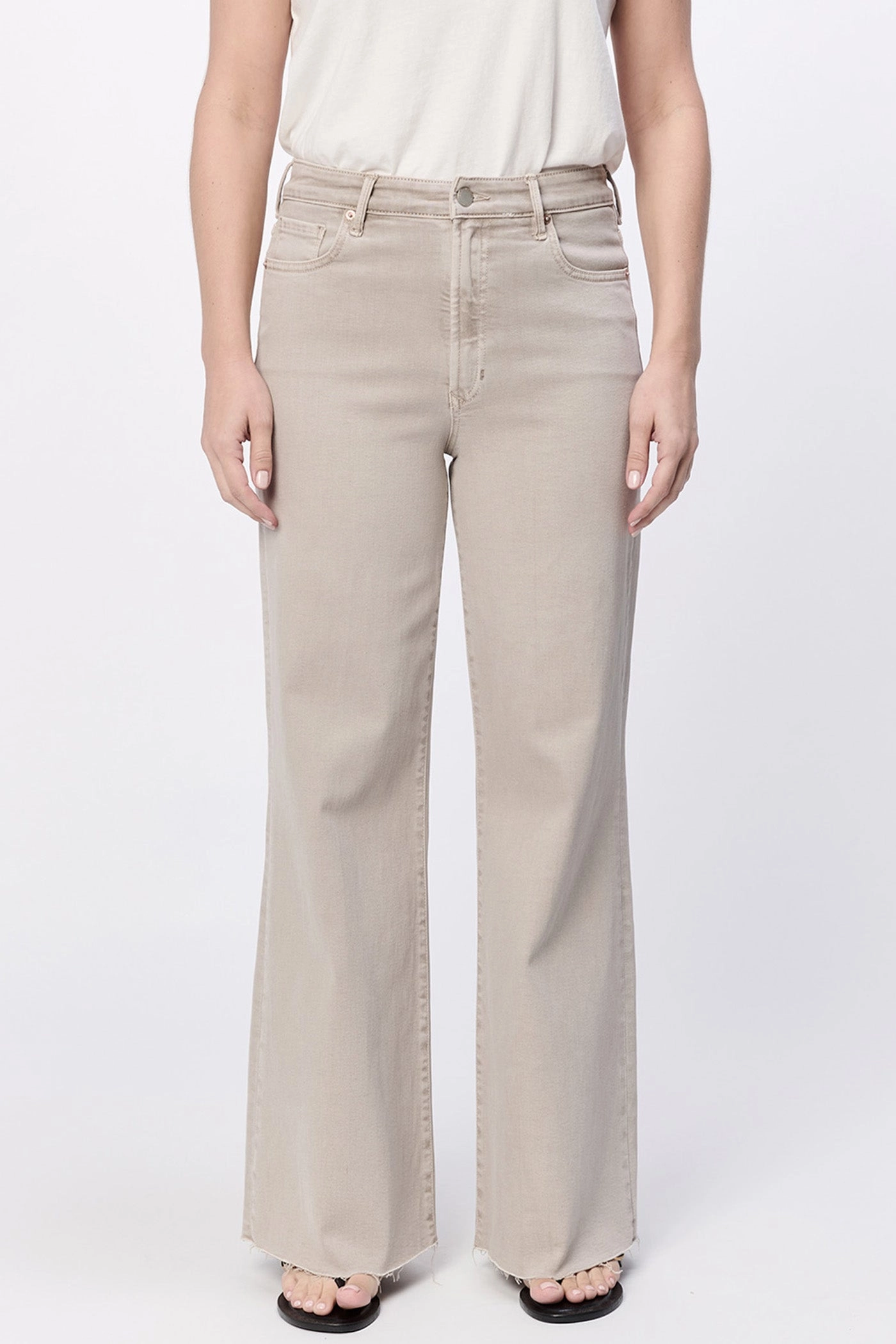 Dear John Fiona Wide Leg Jean in Stone Stretch Fit Top