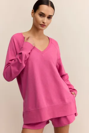 Sustainable Material Blend Soft Cotton Modern V Neck Weekender in Island Pink by Z Supply