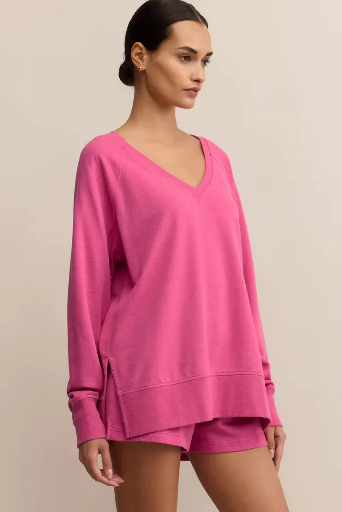 Modern V Neck Weekender in Island Pink by Z Supply Compression Gradient Modern Polo