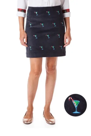 relaxed shape Flexible Waist Ali Skirt Corduroy Nantucket Navy with Martini Candy Cane