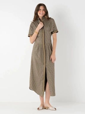 FlexibleLayeredConstruction Emily Mccarthy Georgia Dress in Green Tonal Monogram