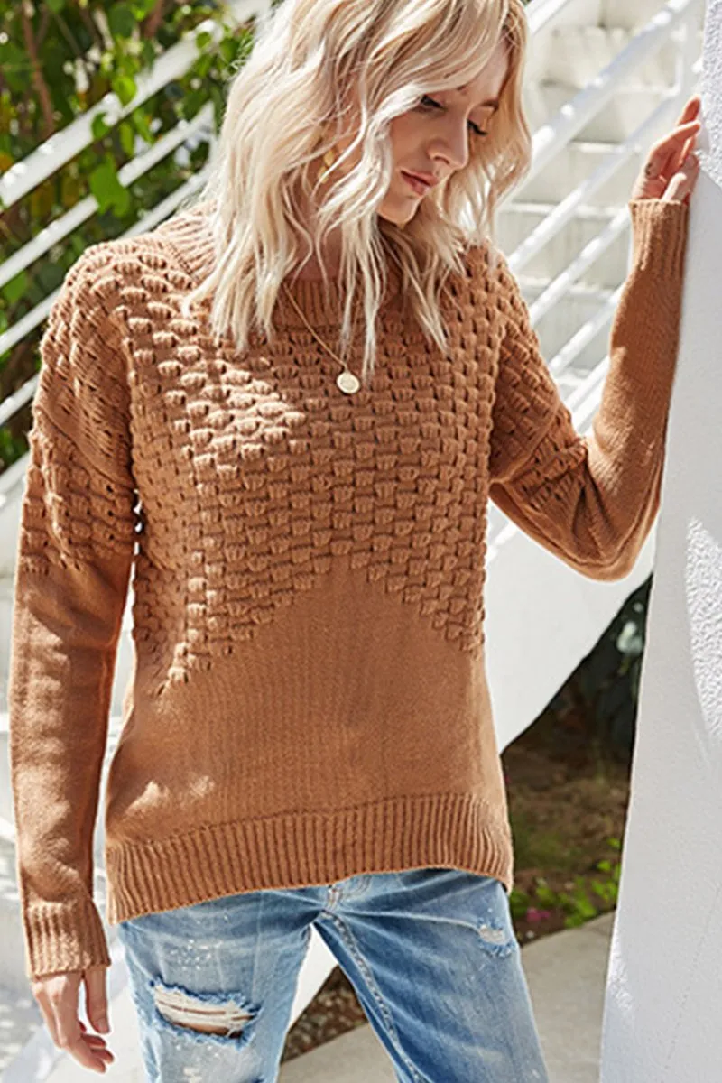 Sustainable Waterproofing WOMEN EMBOSSING QUILTED LONG SLEEVE SWEATER