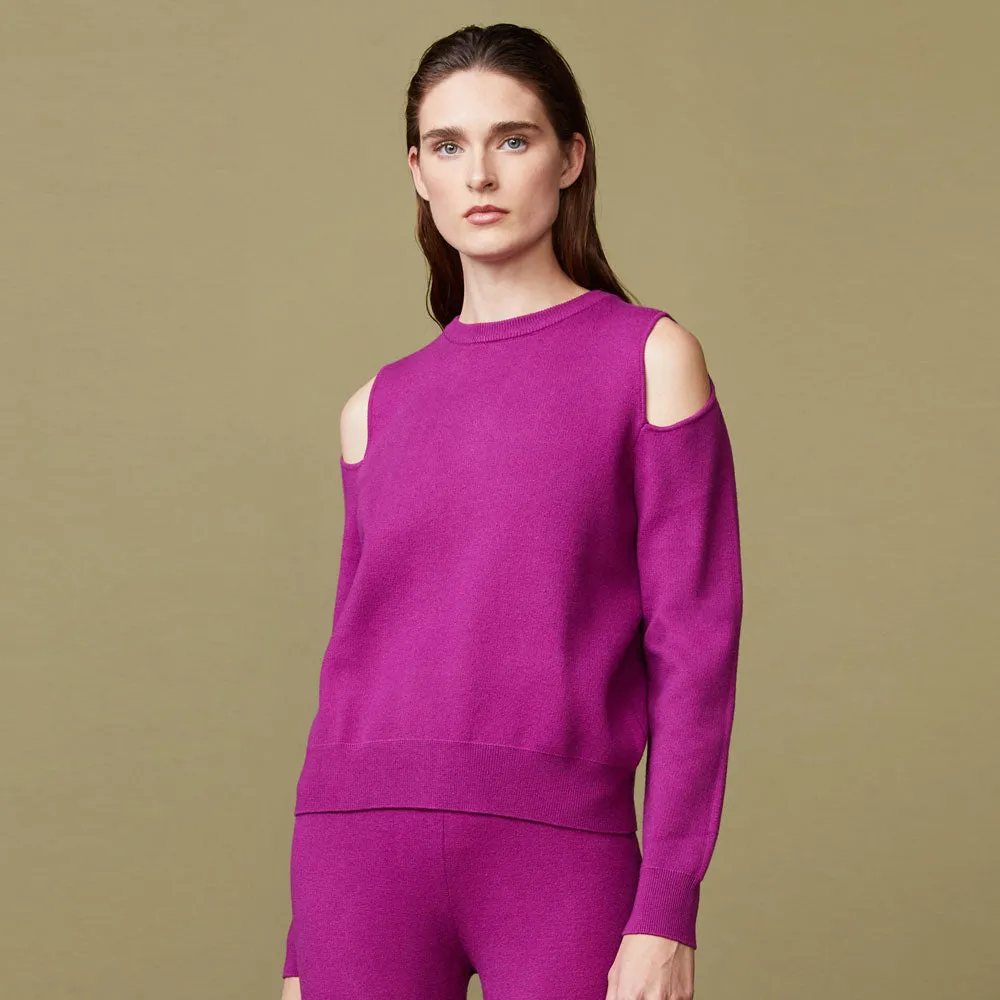 Supersoft Sweater Knit Cut Out Sweatshirt Sleeveless Tee