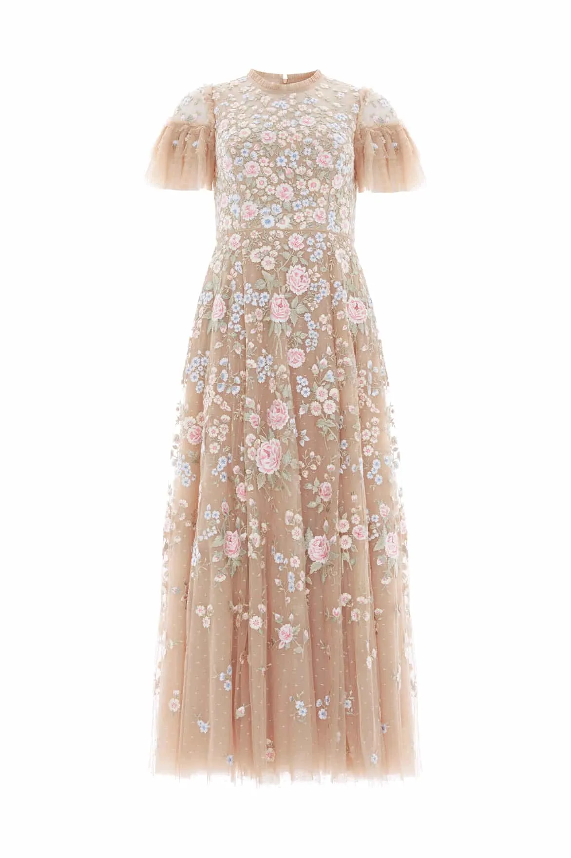 Antoinettes Floral Round Neck Ankle Gown Removable-Straps