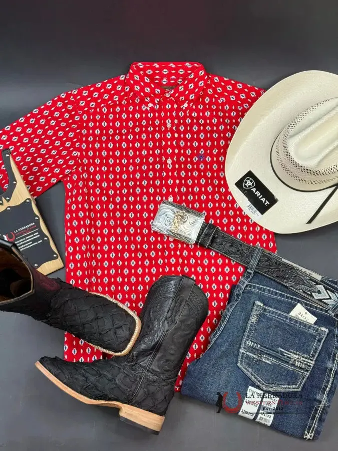 ARIAT DECKER BEACON RED SHIRT SLEEVE SHIRT