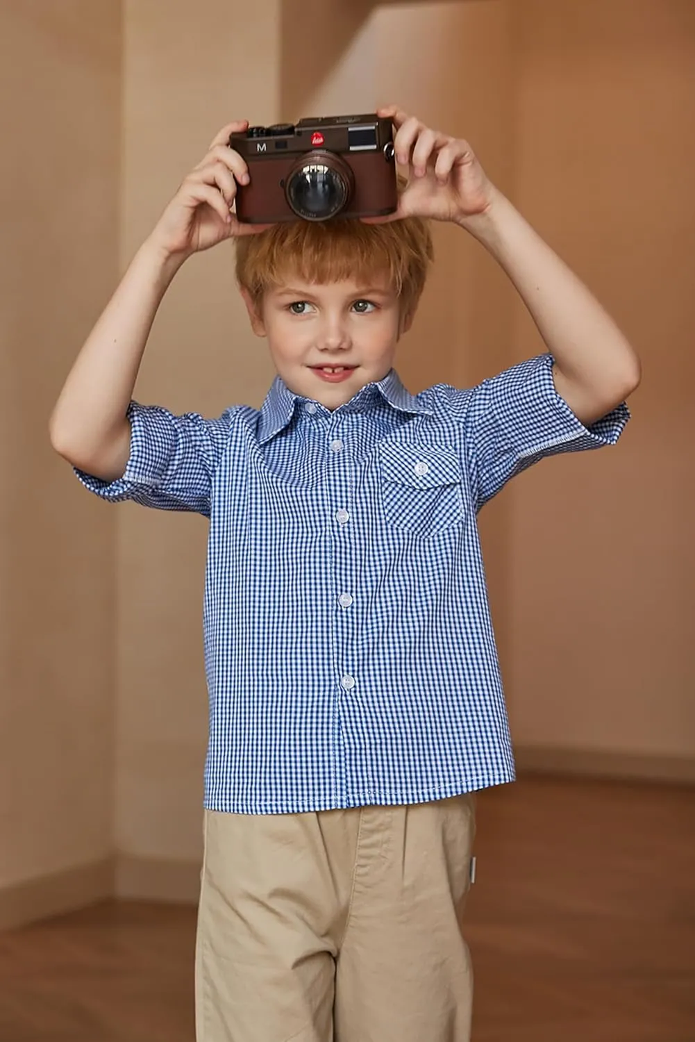 Arshiner Boy's Plaid Button Down Shirt Long Sleeve Roll Up Shirts