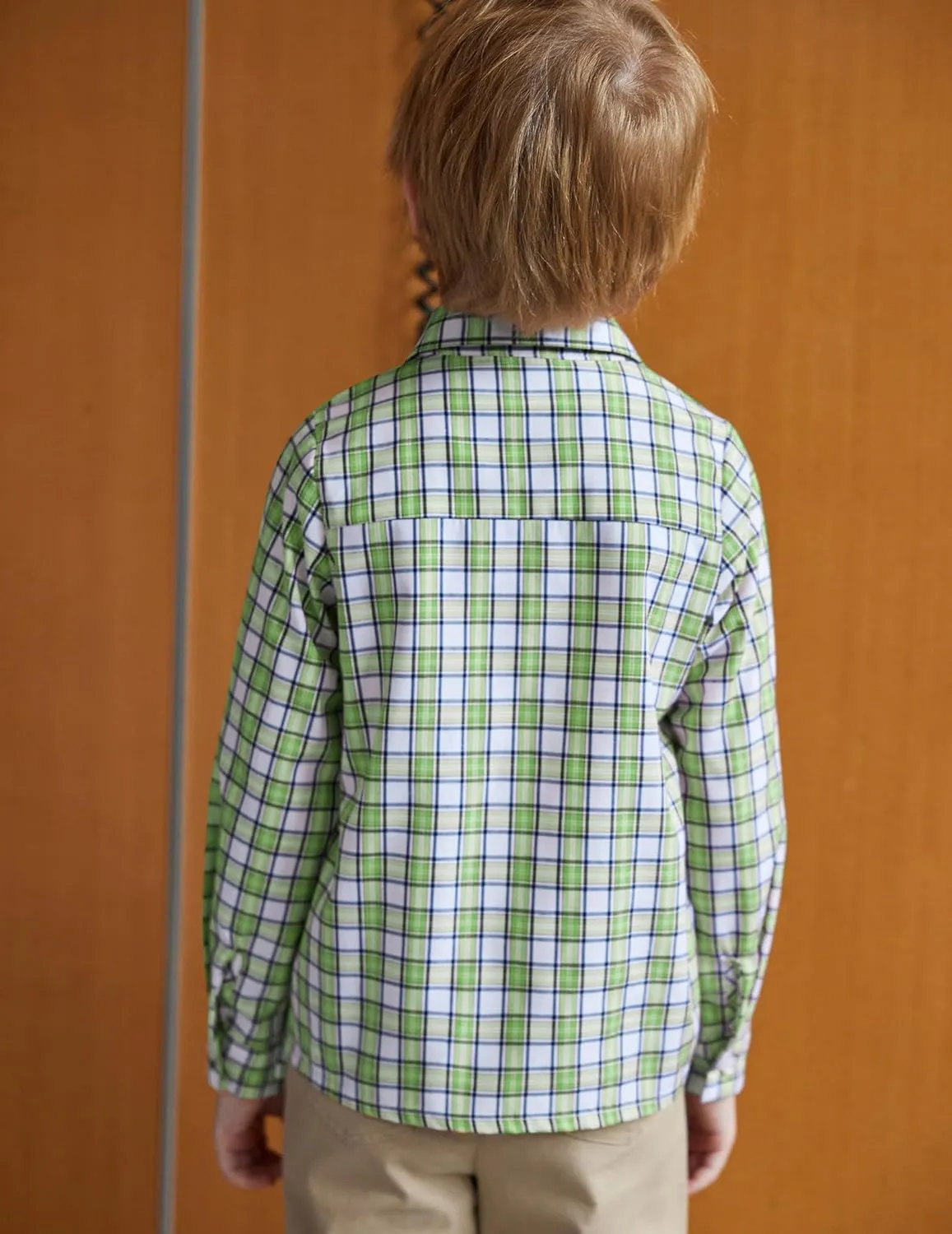 Arshiner Boy's Plaid Button Down Shirt Long Sleeve Roll Up Shirts