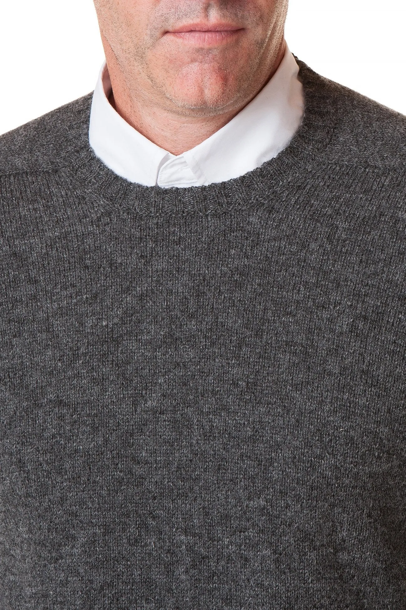 Scottish Shetland Crew Neck Sweater Charcoal NoTagLabel