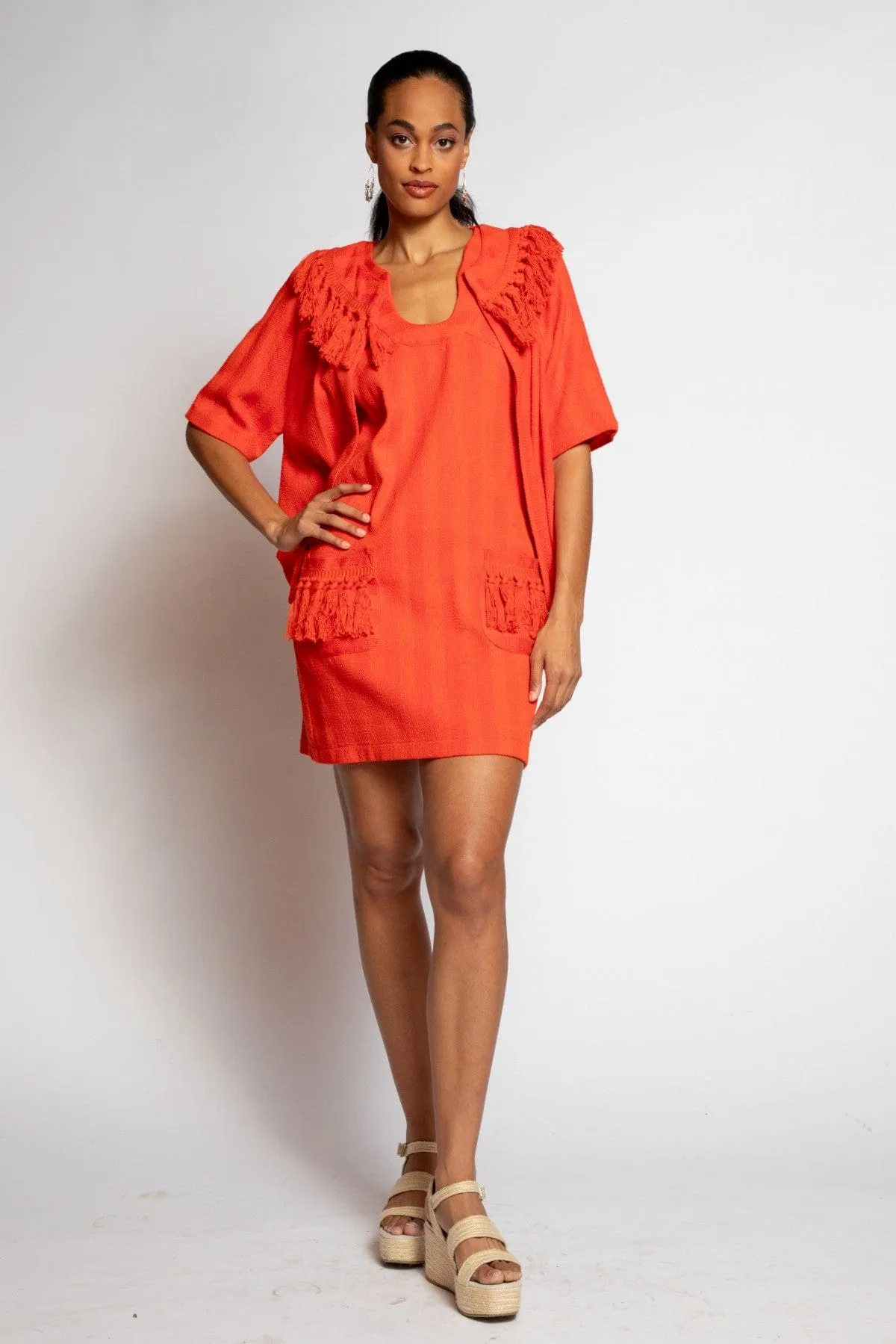 Tassel Jacket - Tangerine Packable Construction
