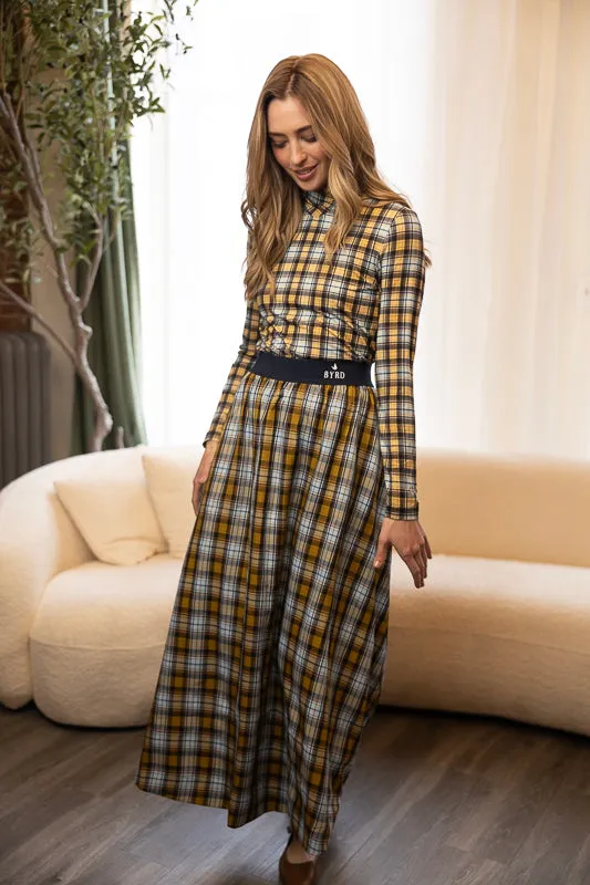 Ashley Plaid Skirt Contrast Stitching