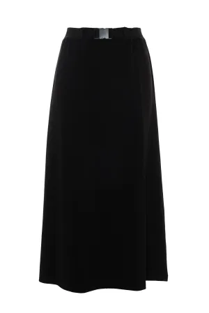 Key Feature Smart Casual Aspect Black Midi Skirt with Buckle WB5CPT7265S