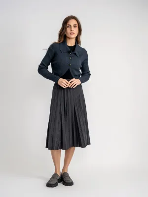 Timeless Trend Aspect Charcoal Corduroy Crinkle Pleated 27" Skirt WB4CPT7064R