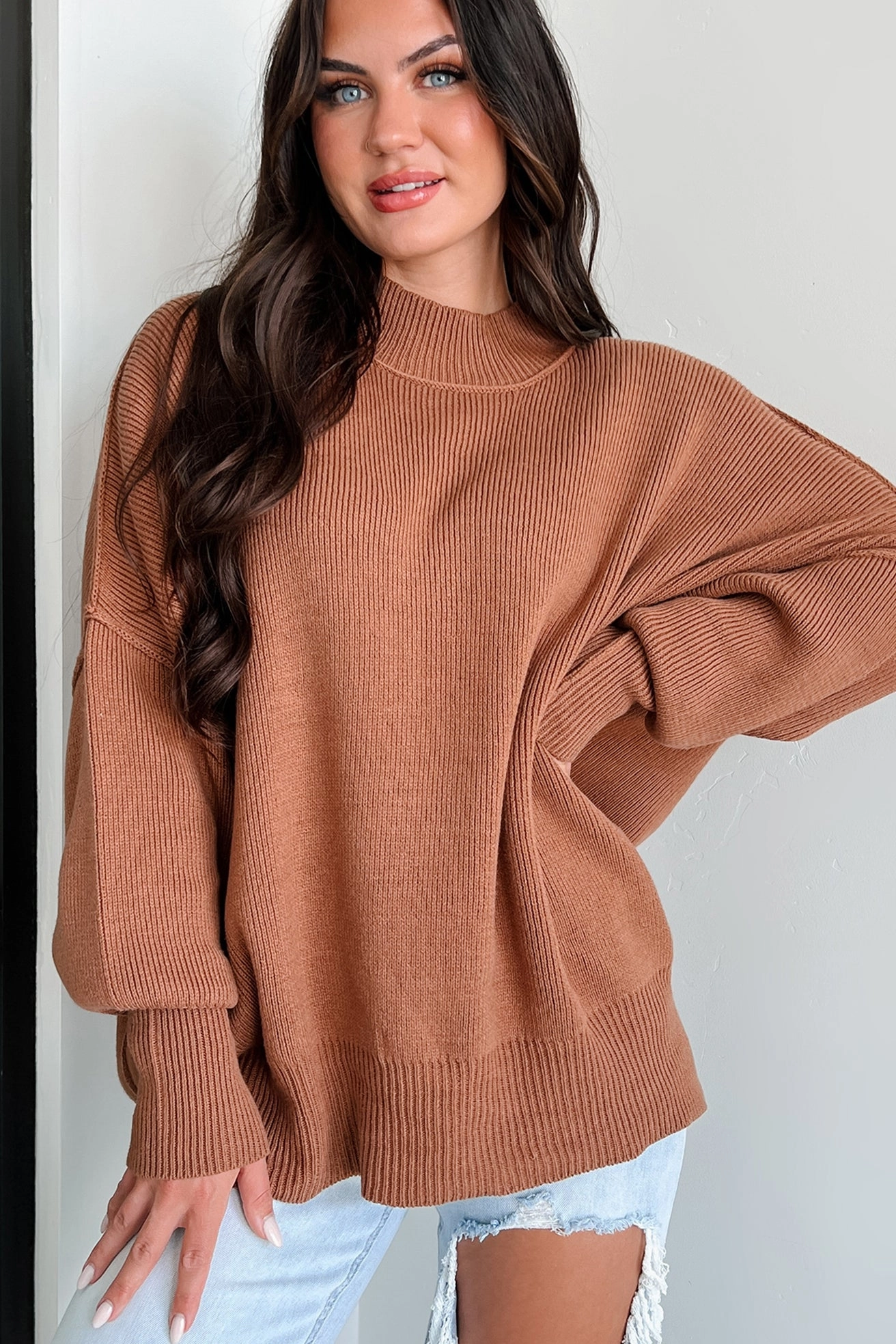 Auden Oversized Zenana Sweater (Deep Camel) StaticResistantFabric