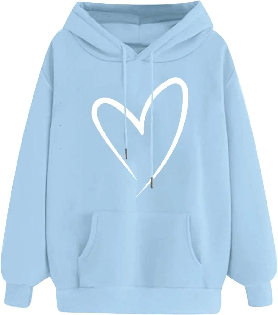Autumn Fashion Hoodie for Women Heart Printed Long Sleeve Loose Pullover Sweatshirts Stylish Hoodies with Hood