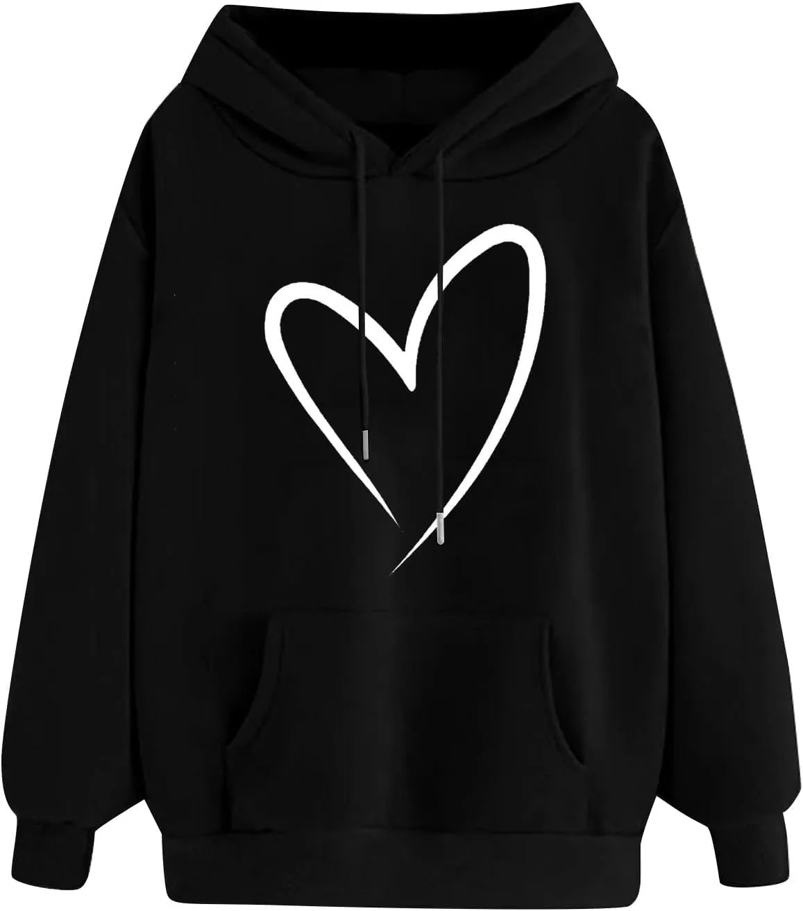 Autumn Fashion Hoodie for Women Heart Printed Long Sleeve Loose Pullover Sweatshirts Stylish Hoodies with Hood