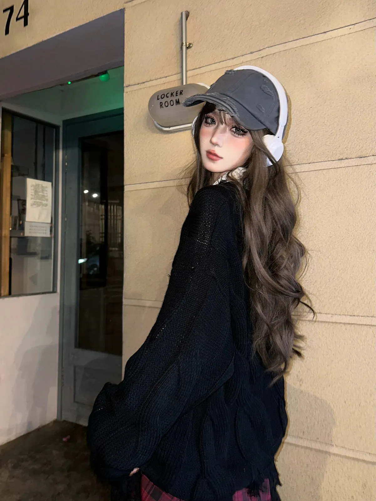 Autumn Winter Twist Knit Sweater V-Neck Knit Cardigan Multicolor