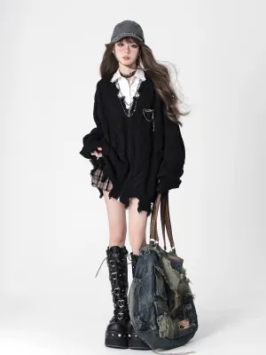 Autumn Winter Twist Knit Sweater V-Neck Knit Cardigan Multicolor