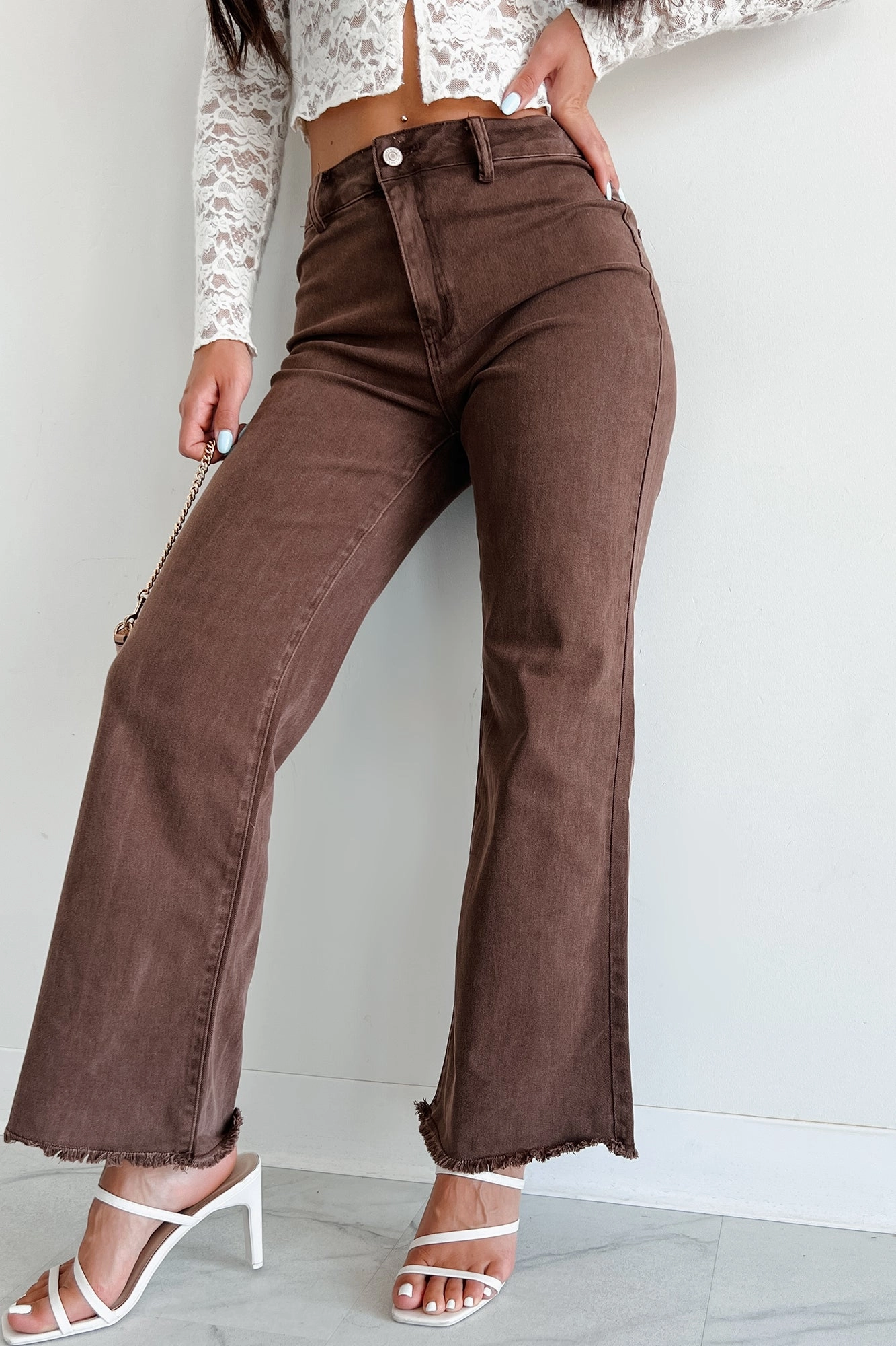 Azriel High Rise Straight Leg Zenana Jeans (Mahogany) SeamFreeShoulder