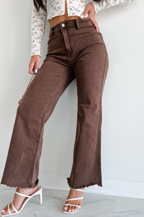 Azriel High Rise Straight Leg Zenana Jeans (Mahogany) SeamFreeShoulder