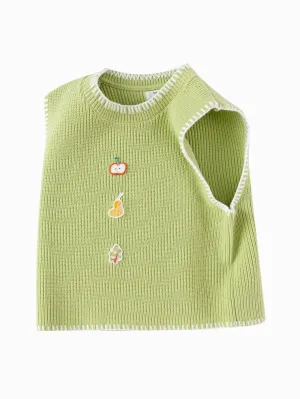 Balabala Children's Vest Embroidered Knit Sweater Girls'2025 Spring New Arrival Knitwear