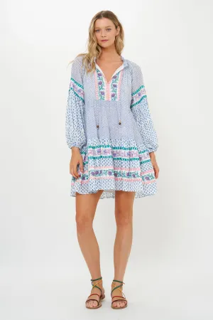 Tailored Fit Balloon Sleeve Short Jungi Blue Dress