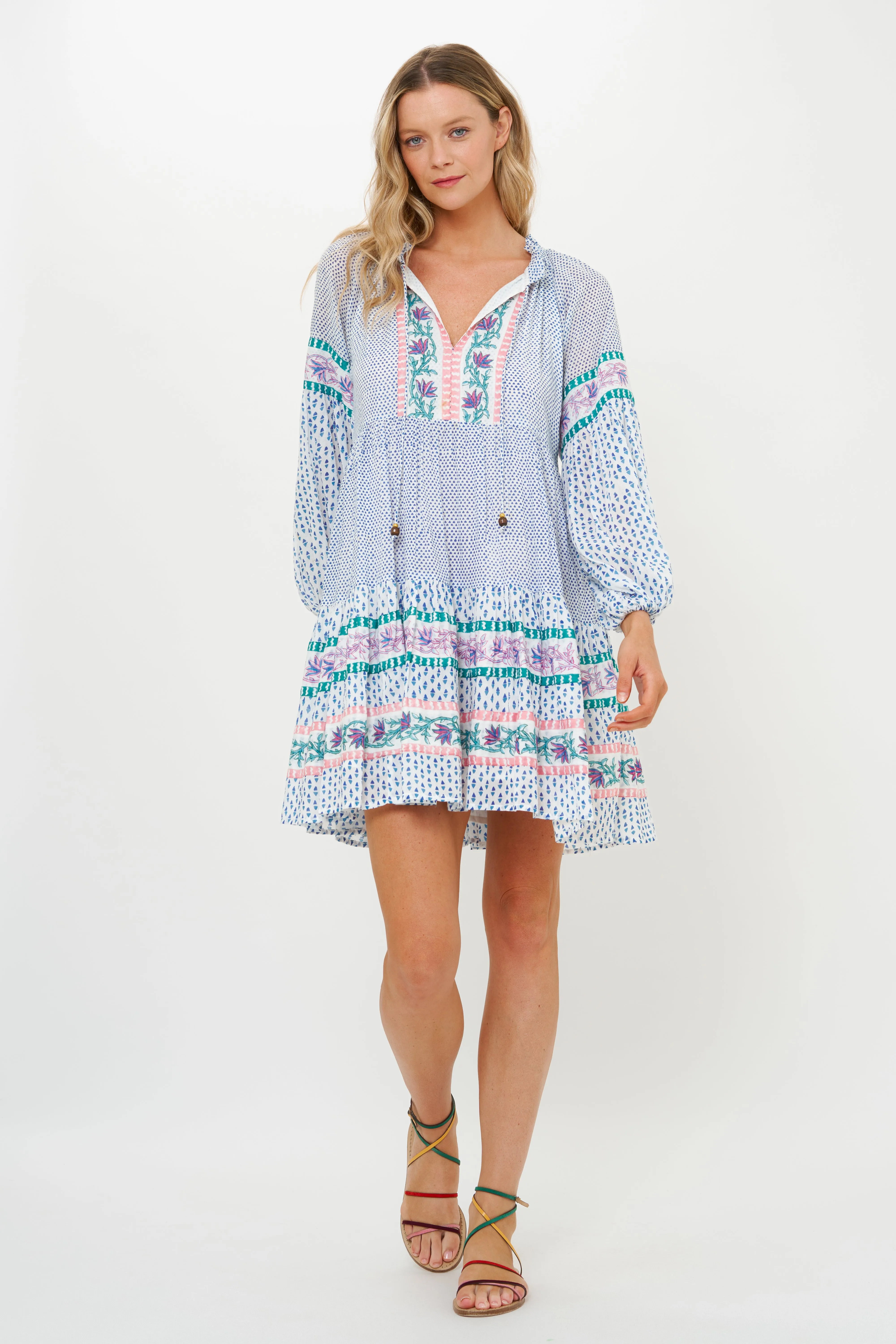 Balloon Sleeve Short Jungi Blue Dress Brunch Outfit Lounge Texture