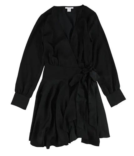 Bar Iii Womens Solid Asymmetrical Wrap Dress