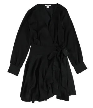 Bar Iii Womens Solid Asymmetrical Wrap Dress