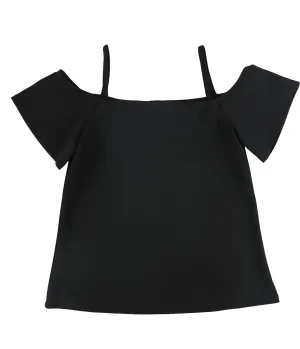 Bar Iii Womens Solid Cold Shoulder Blouse