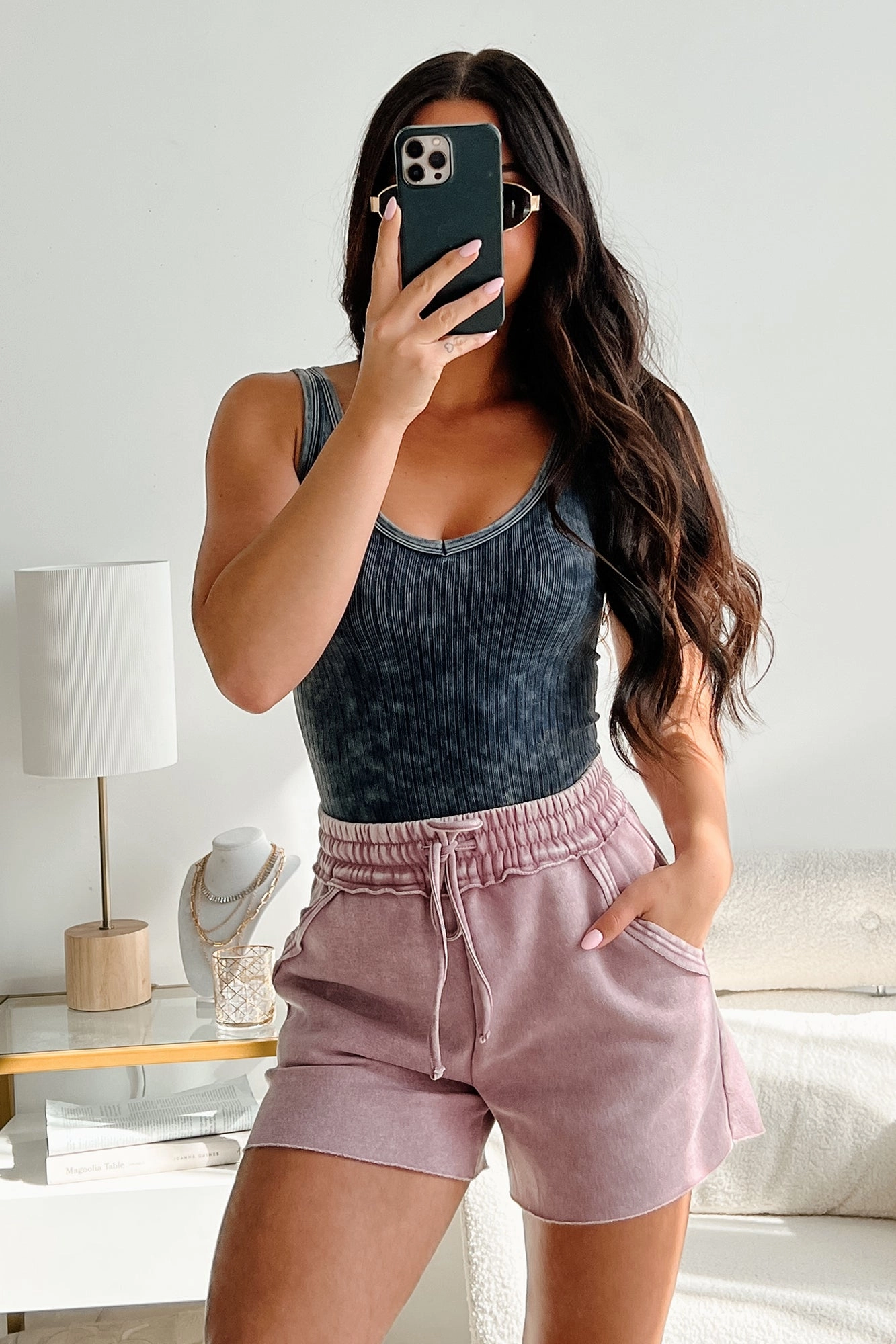 Bare Essentials Ribbed Sleeveless Top (Ash Black) Reinforced Hem Buttery Soft Handfeel