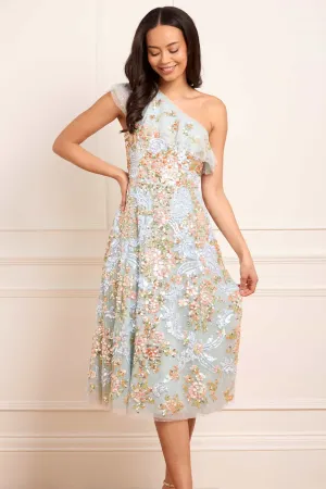Baroque Floral One-Shoulder Midaxi Dress Trend Smart