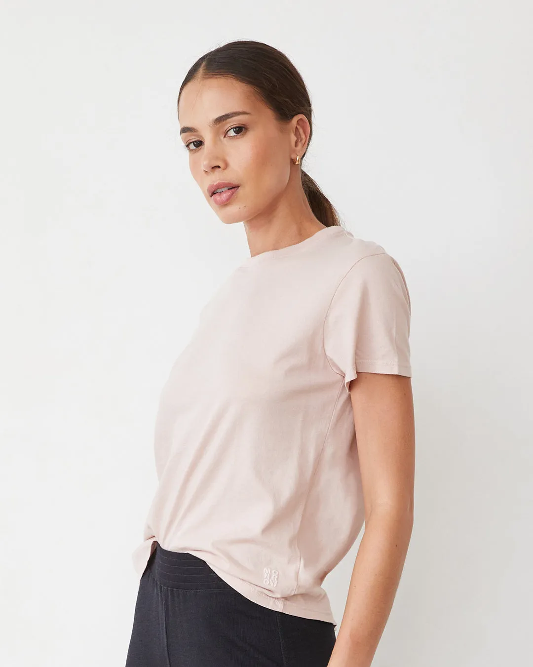Basic Crew Neck Tee ReinforcedShoulders Printed T-shirt