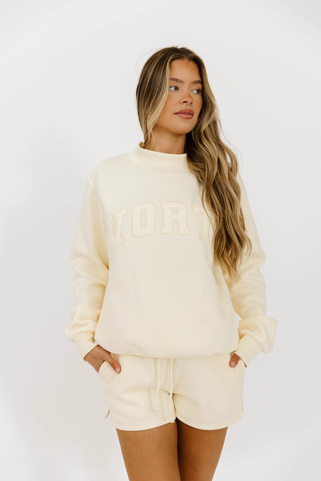 Hypoallergenic Textile Basic Blank Sweat Shorts in Toasted Cream