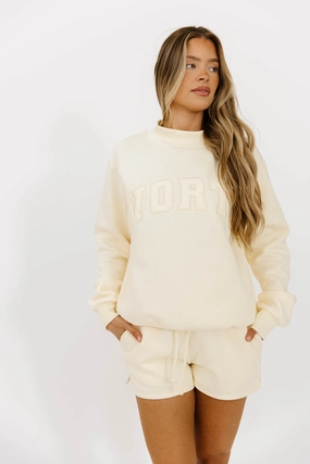 All Comfort Basic Blank Sweat Shorts in Toasted Cream