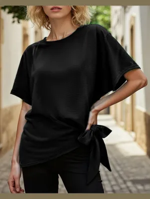 StretchFit Design BATWING SLEEVED HEM KNOT LOOSE BLOUSE