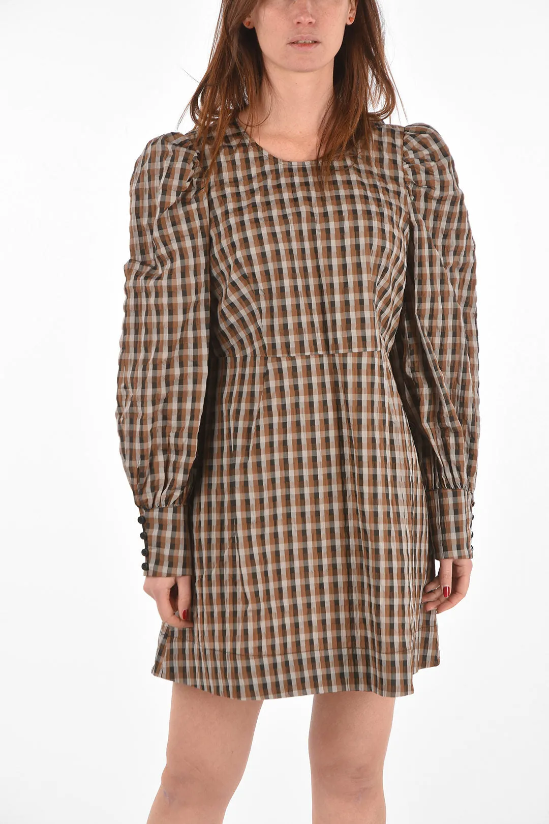 Baum und Pferdgarten gingham check AIDINE raglan sleeve mini dress
