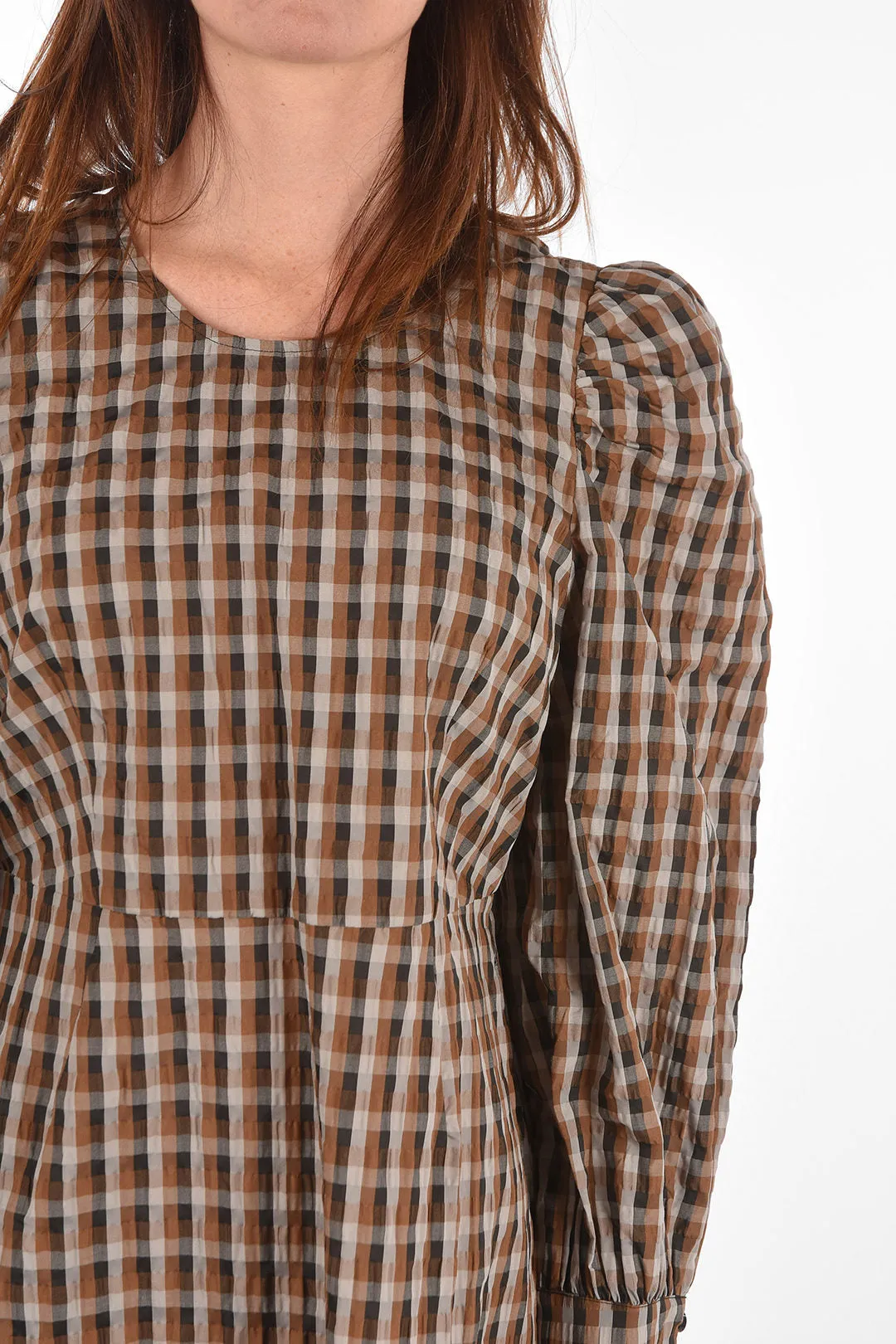 Baum und Pferdgarten gingham check AIDINE raglan sleeve mini dress