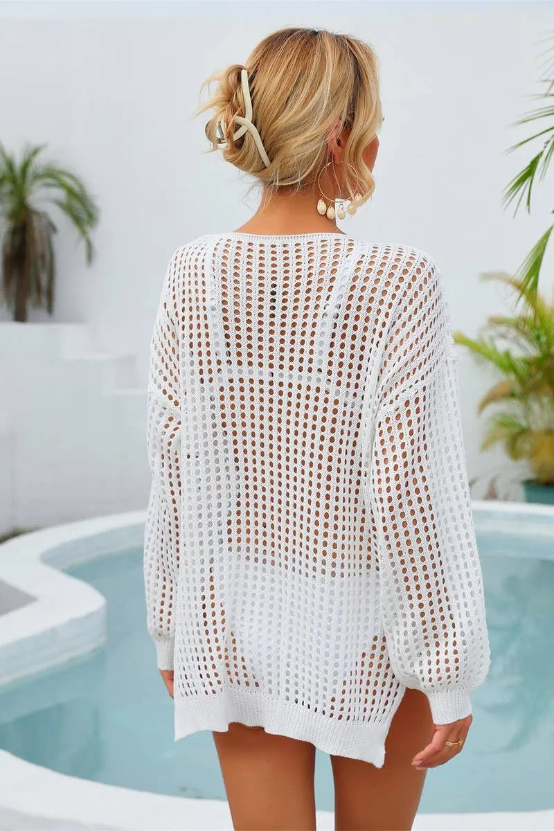 Relaxing Day Non Chlorine Degradation BEACH HOLLOWED FIVE POINT STAR LONG SLEEVE SMOCK_CWDSD3050