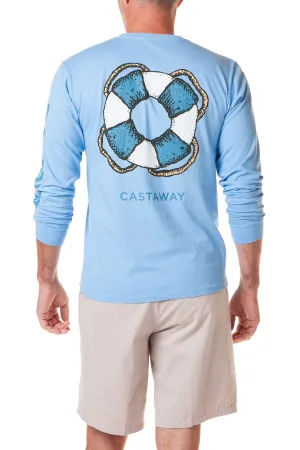 Beach Tee Long Sleeve Azure Castaway Layered Panel Construction